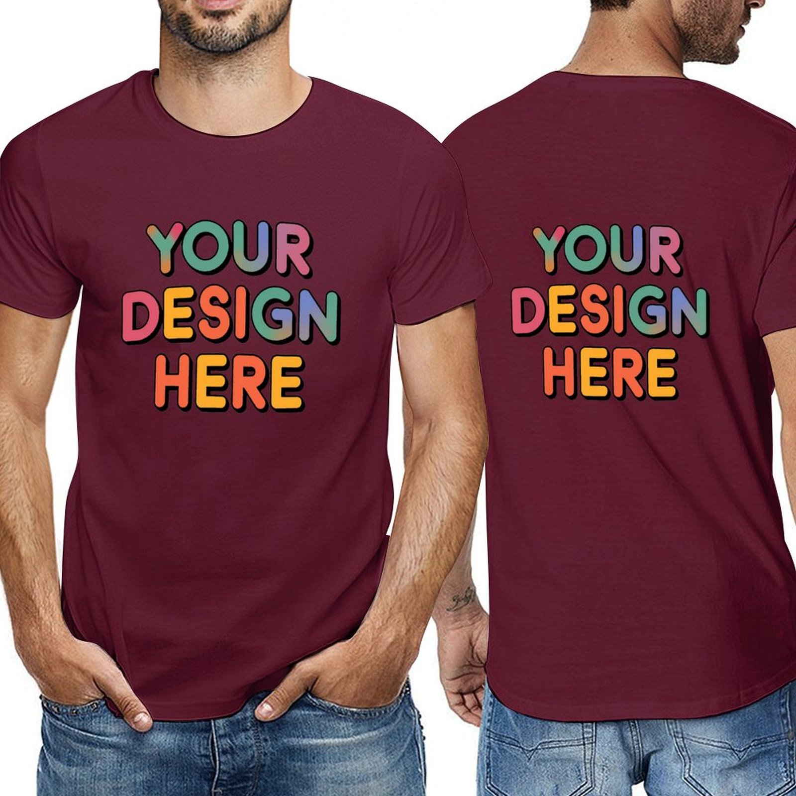 Customized Men’s Short Sleeve T-Shirt (Double-Sided Print) in Pure Cotton