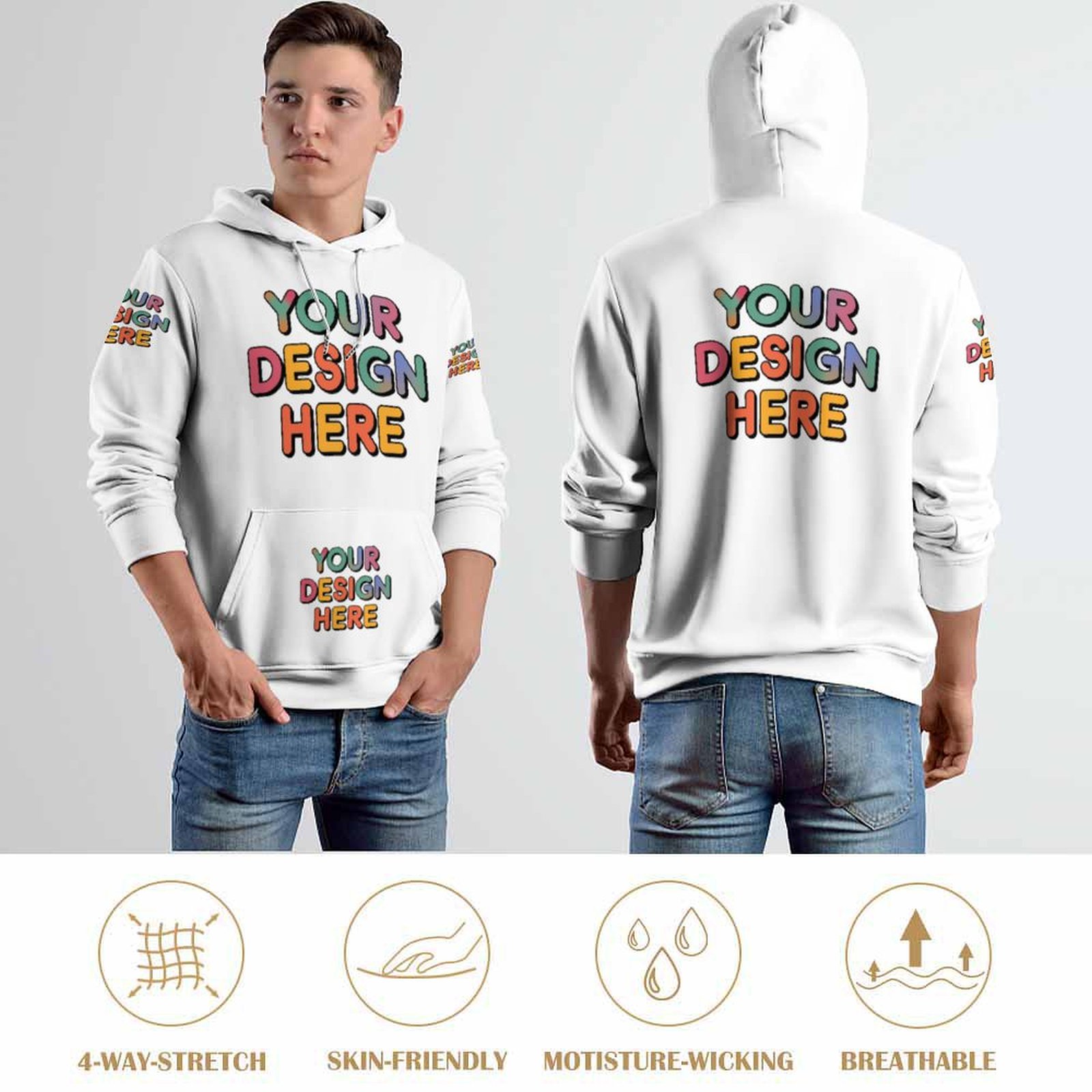 Customized Men’s Fashionable Multi-Image Patchwork Hoodie