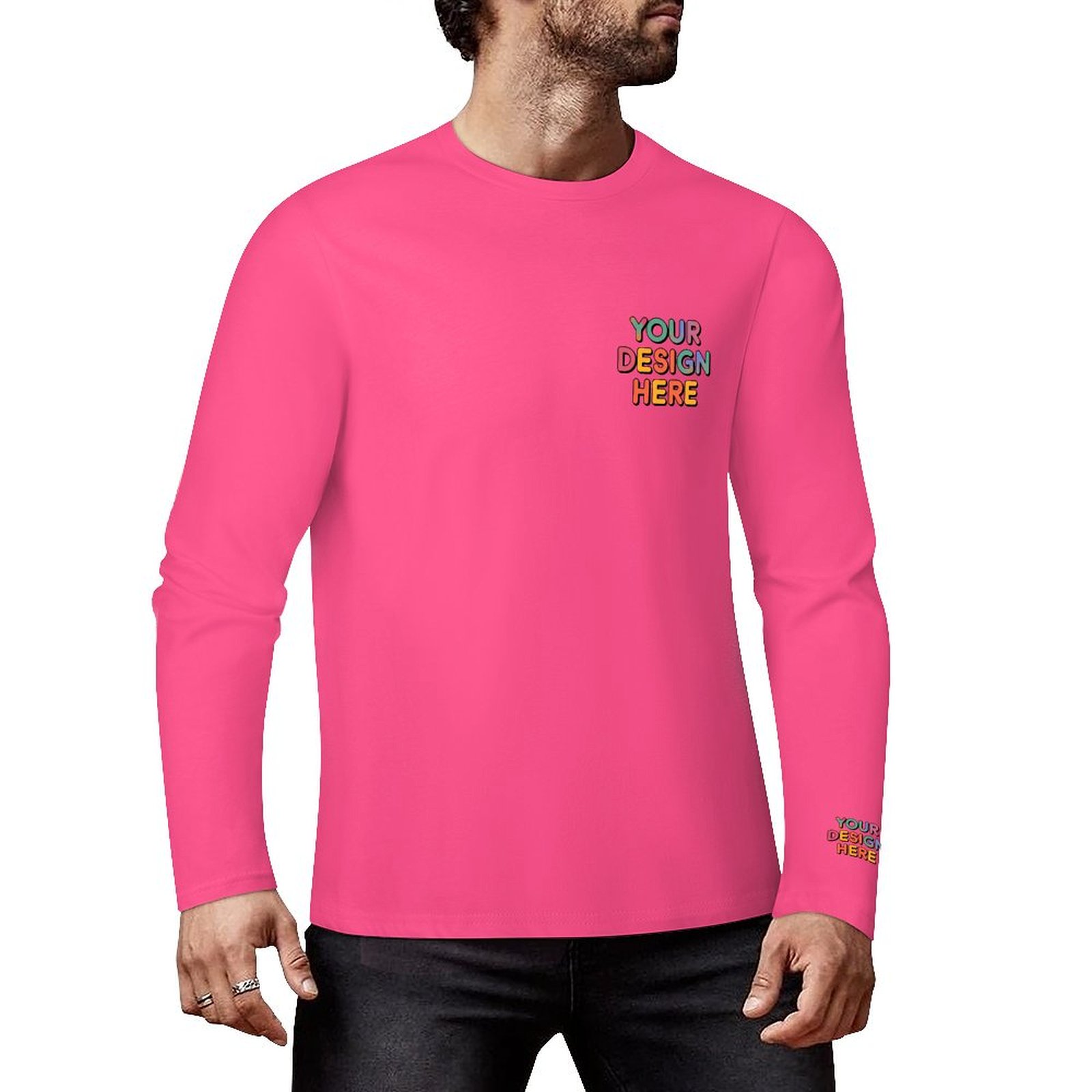 Custom Men’s Premium 160g Pure Cotton Long Sleeved T-Shirt