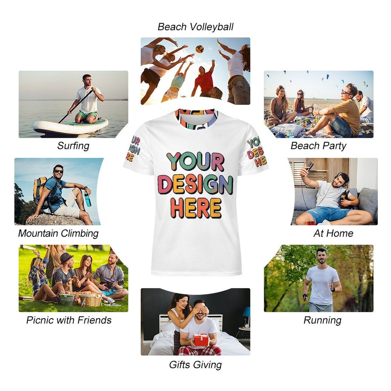 Custom Men’s Soft Fabric All Print T-Shirt for Casual Daily Wear