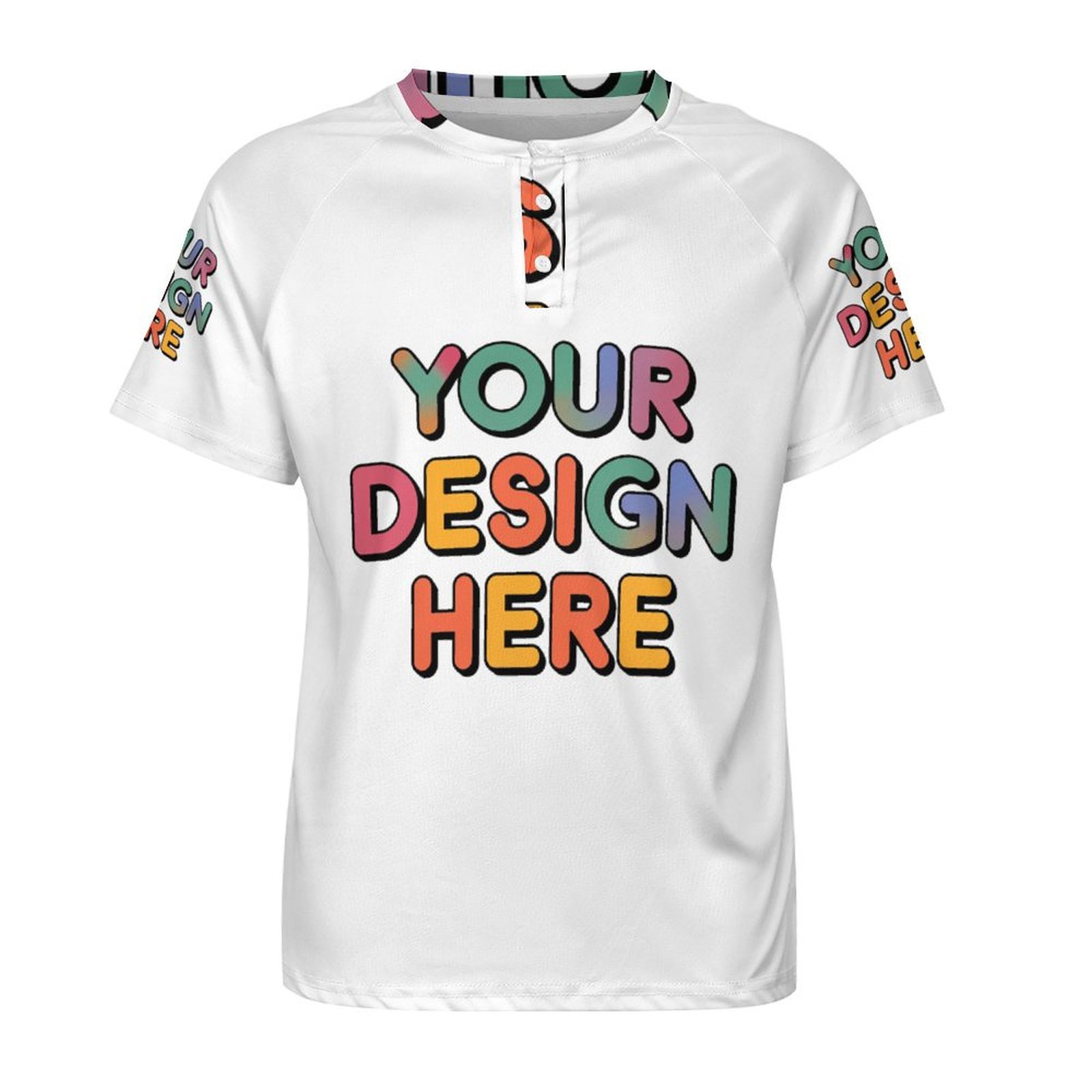 Custom Men’s Comfortable Short Sleeve Tee with Three-Button Neckline