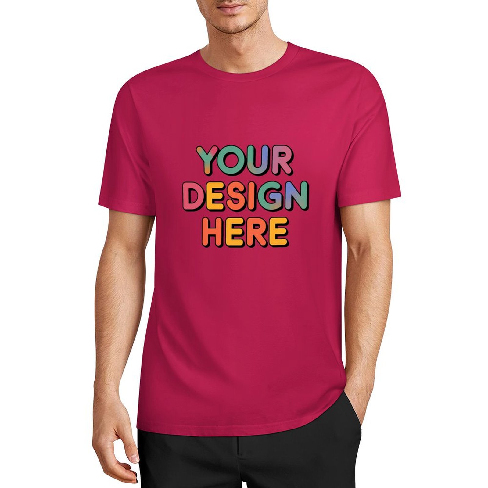 Customized Men’s European Size Pure Cotton Front Print T-Shirt