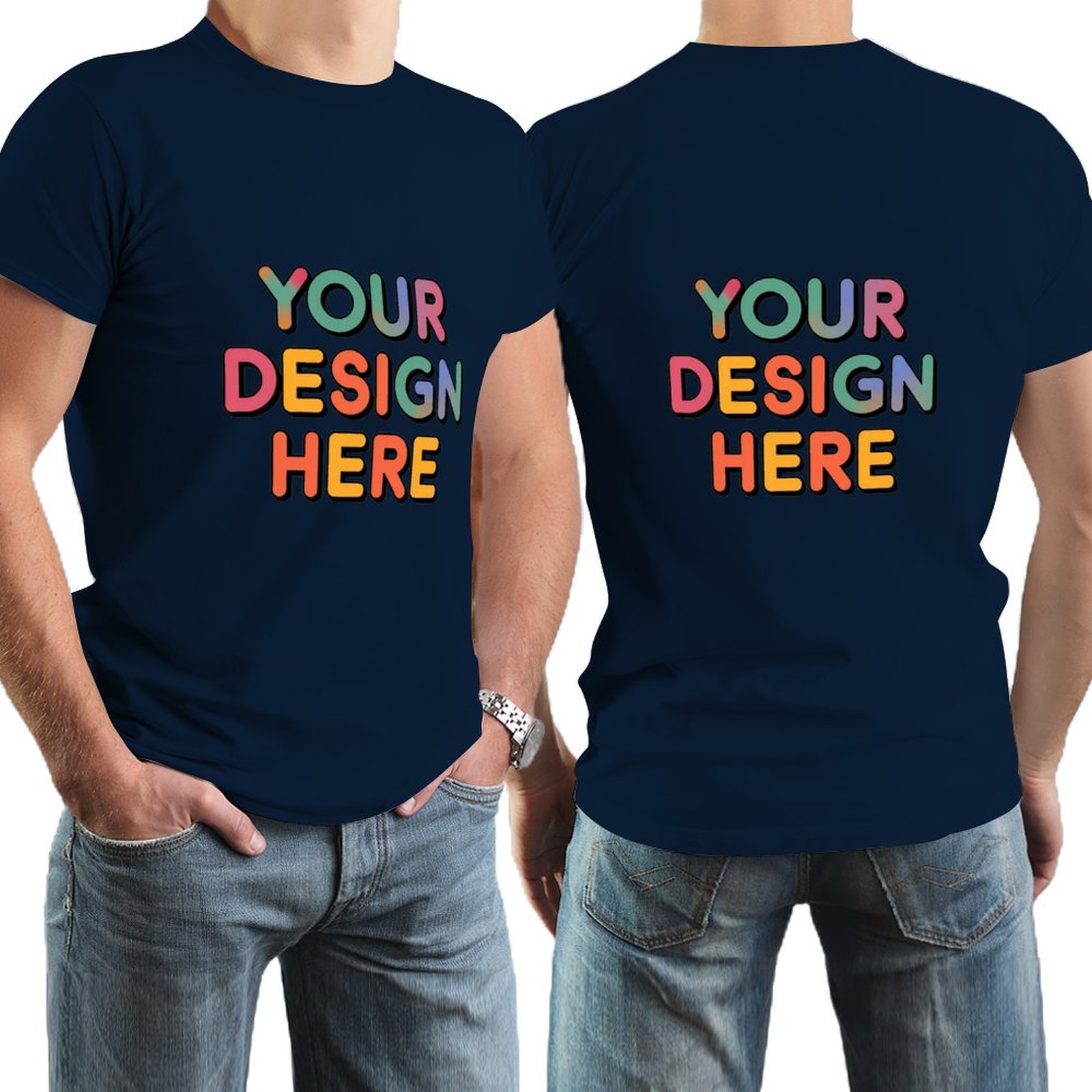 Personalized Custom Men’s Durable Cotton T-Shirt with Double-Sided Design