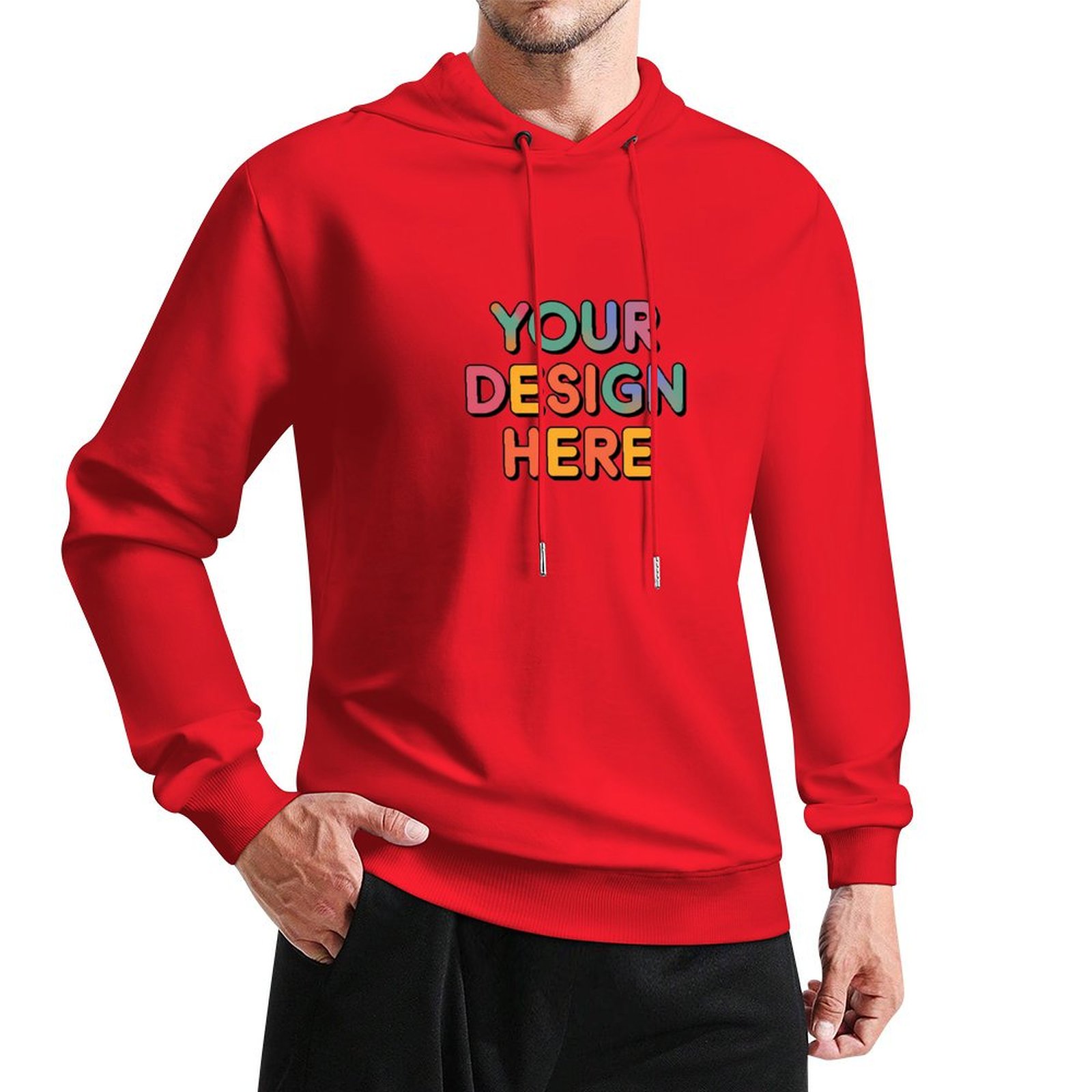 Custom Men’s Comfortable Front Print Hoodie Without Pockets