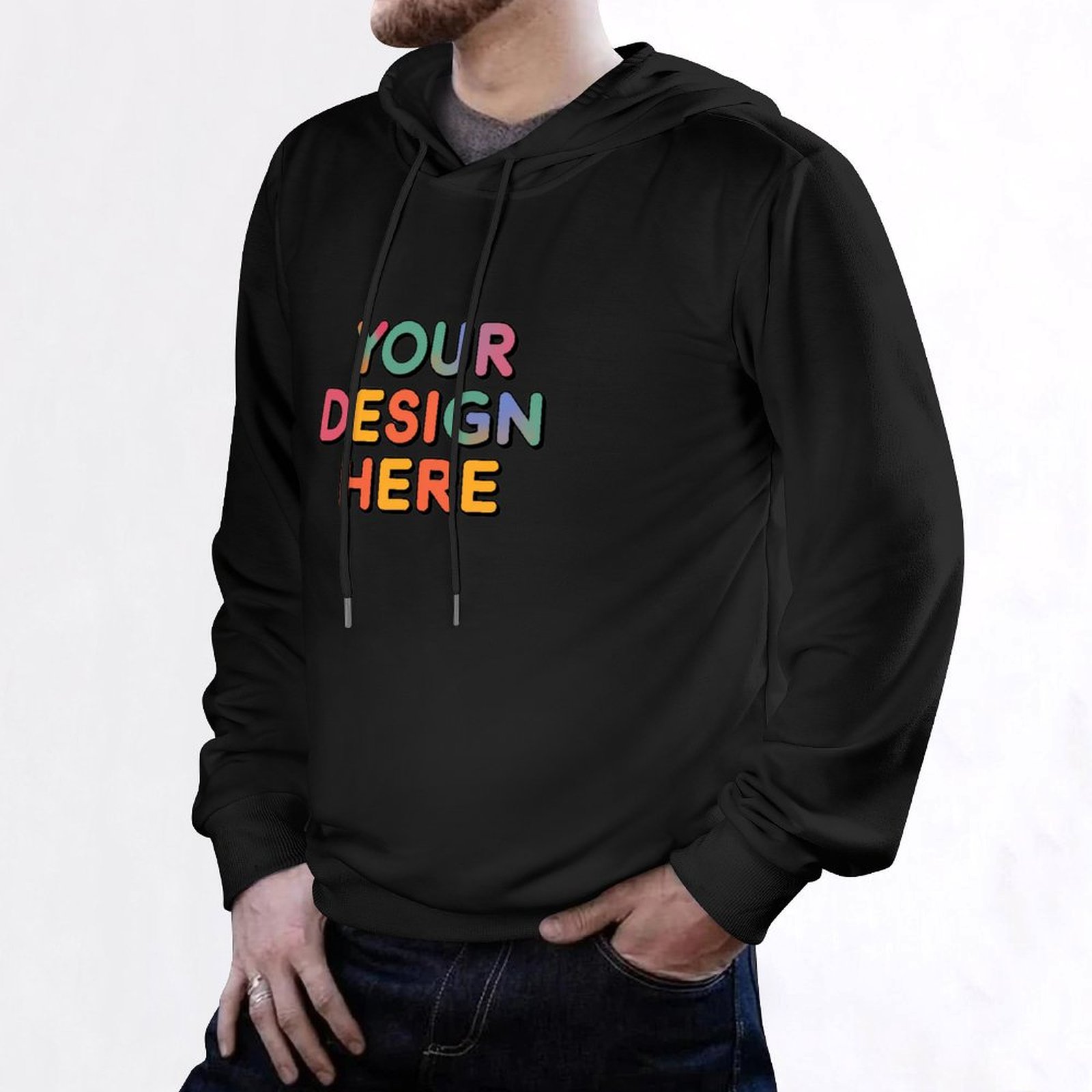 Custom Men’s Comfortable Front Print Hoodie Without Pockets