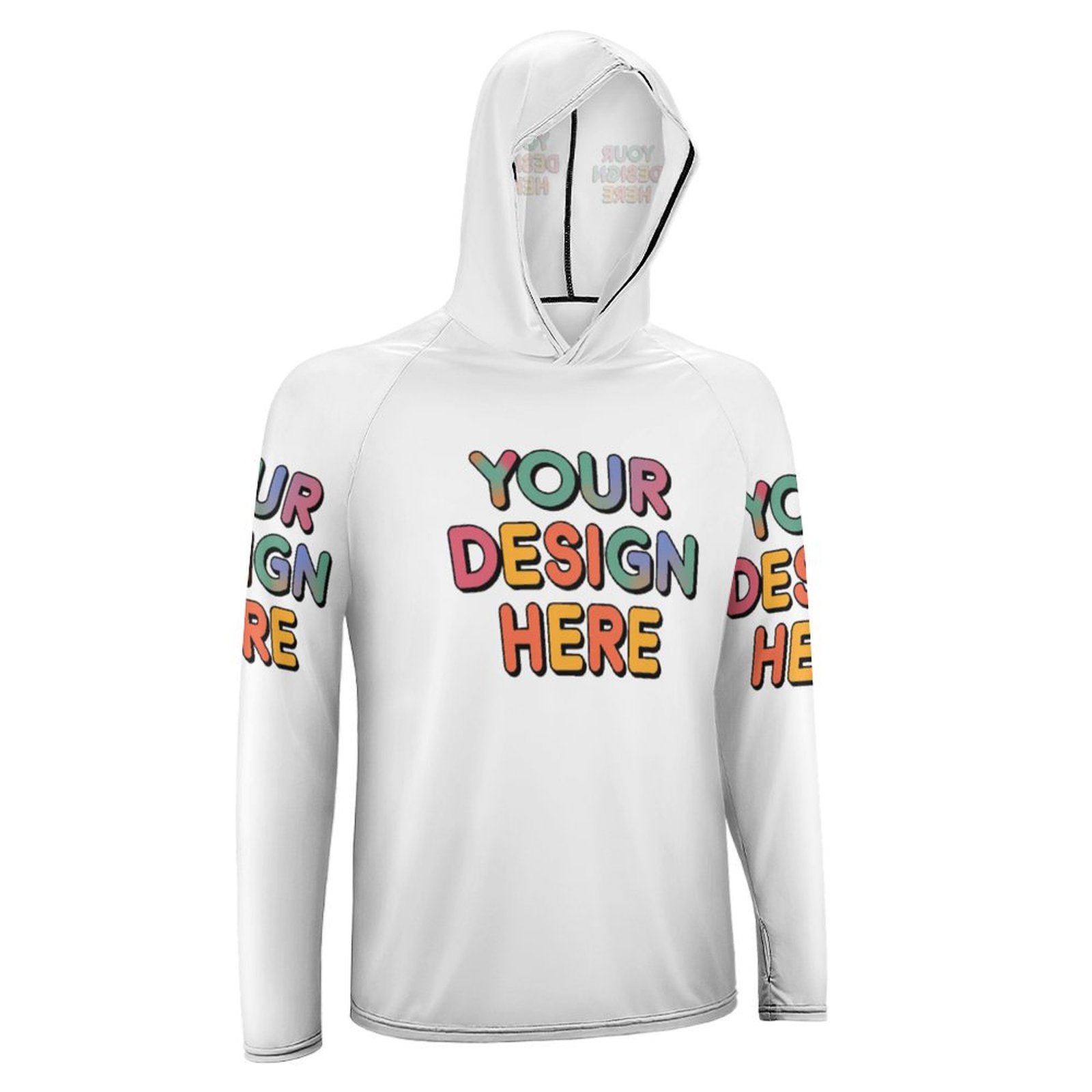 Custom Men’s Versatile Long Sleeve Hoodie for Fishing and Hiking