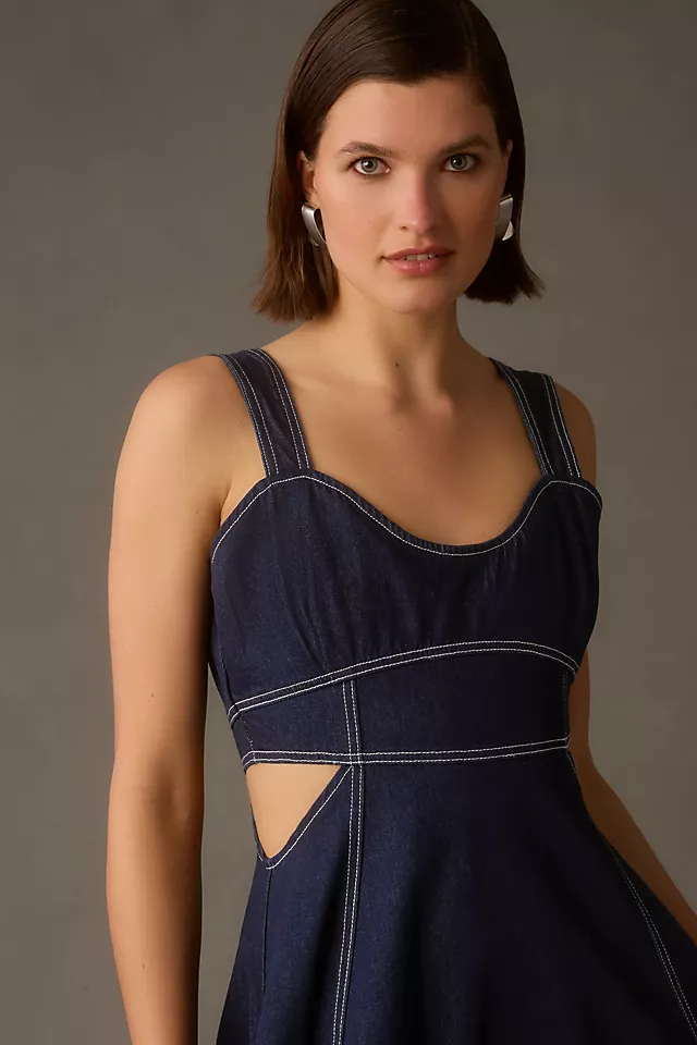Corset Denim Cutout Dress DENIM MEDIUM BLUE