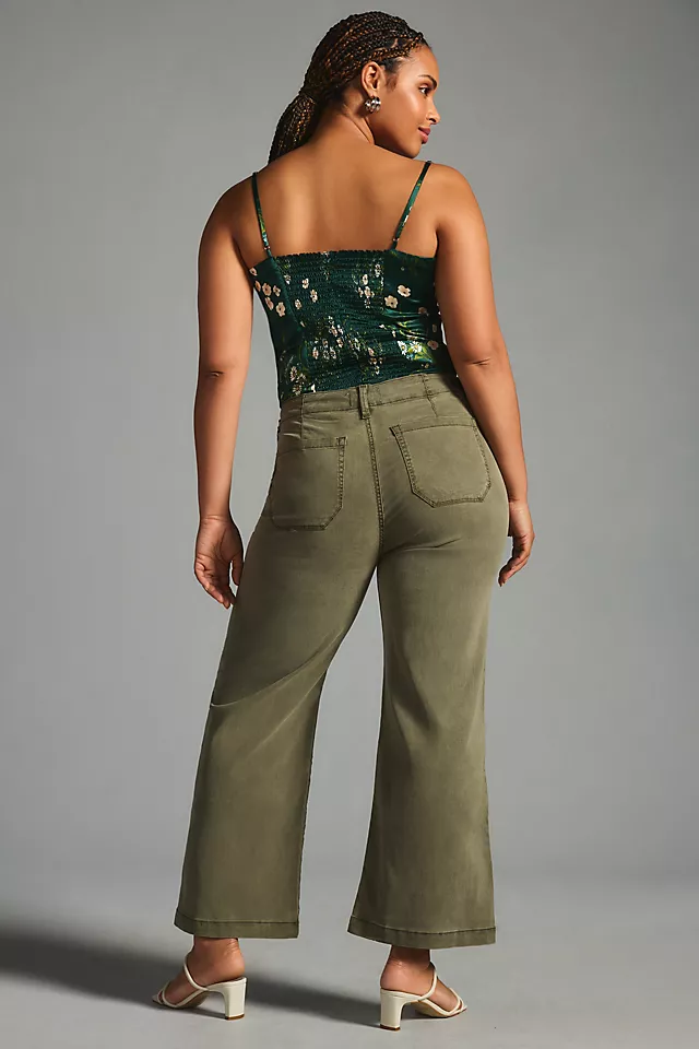 Cropped Wide-Leg Jeans VINTAGE IVY GREEN