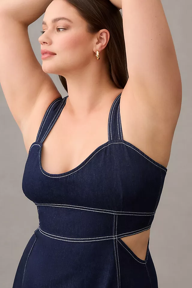 Corset Denim Cutout Dress DENIM MEDIUM BLUE