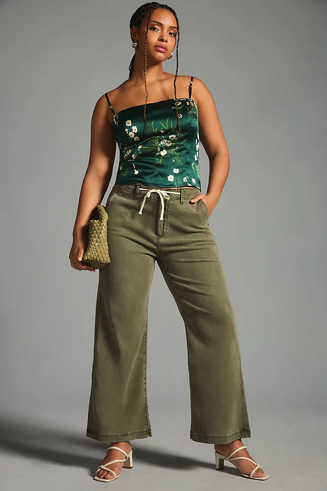 Cropped Wide-Leg Jeans VINTAGE IVY GREEN