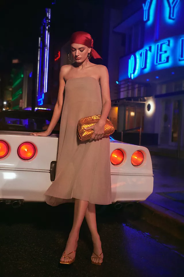 Sheer Mesh Tube Top TAUPE