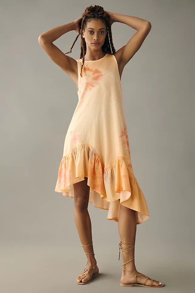 Printed Ruffle-Hem Dress MEDIUM ORANGE