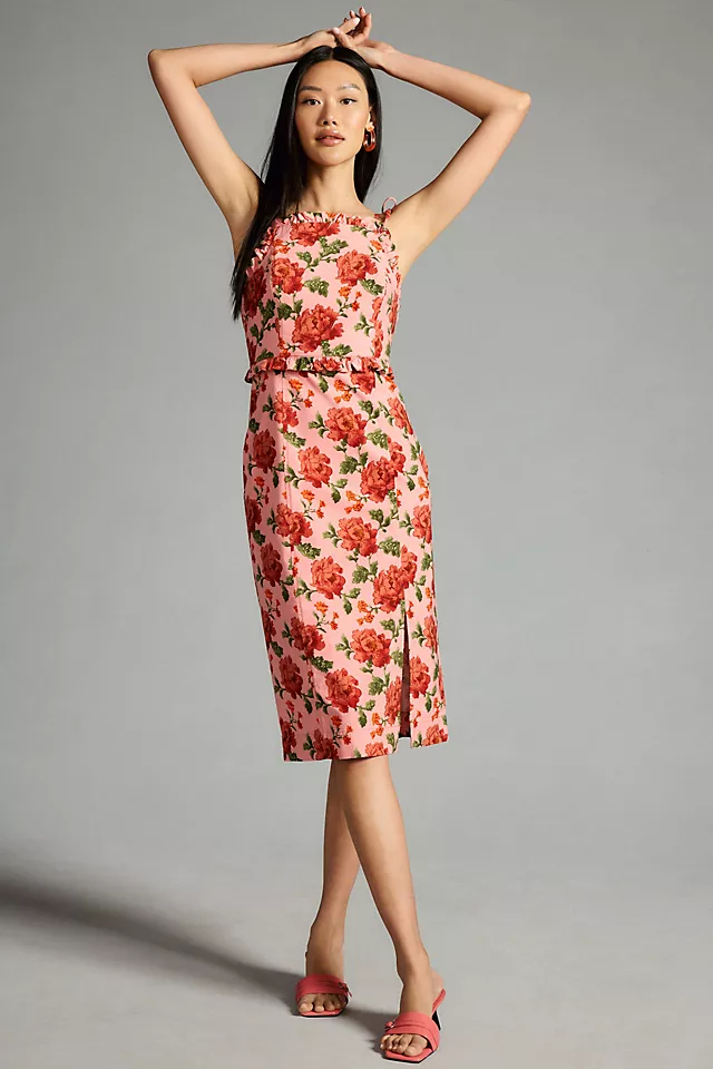 Ruffled Peplum Halter Dress PINK COMBO