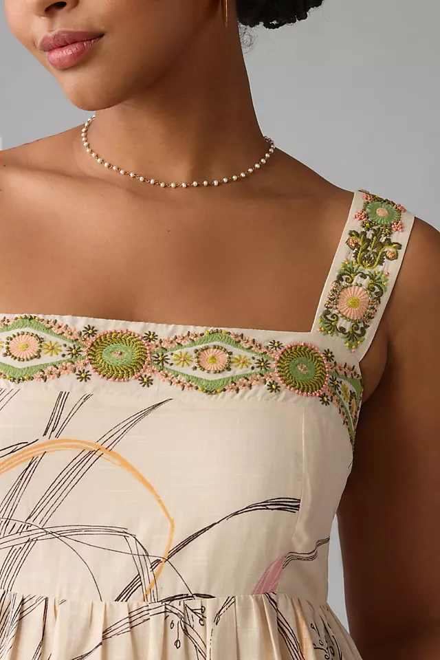 Square-Neck Floral Maxi Dress NEUTRAL MOTIF