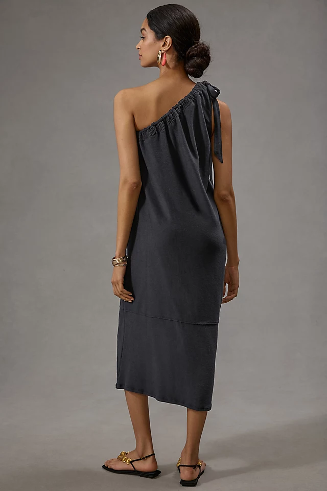 Ruched One-Shoulder Dress BLACK ONYX