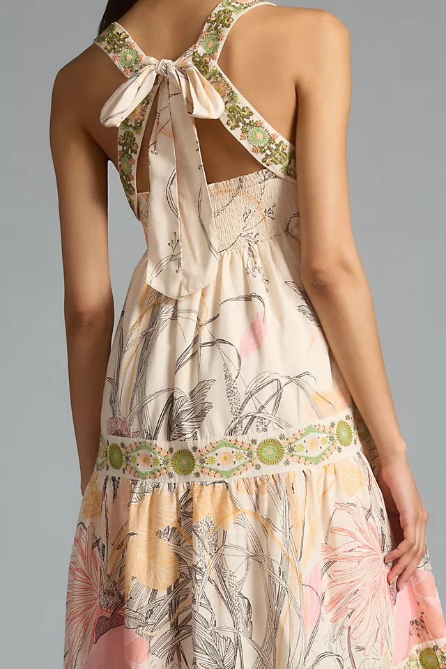 Square-Neck Floral Maxi Dress NEUTRAL MOTIF