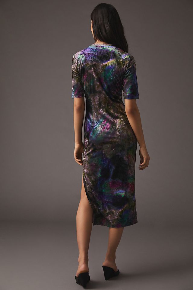 Cynthia Rowley Crushed Velvet Dress PURPLE