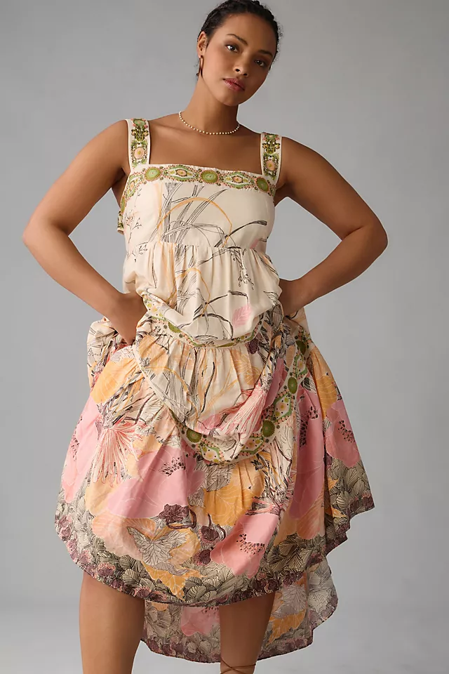 Square-Neck Floral Maxi Dress NEUTRAL MOTIF