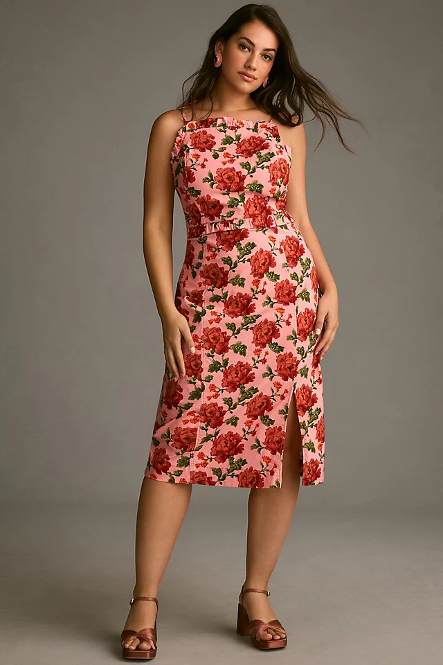 Ruffled Peplum Halter Dress PINK COMBO