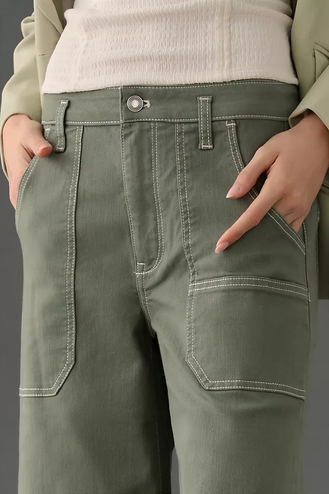 Stitched High-Rise Wide-Leg Jeans MOSS