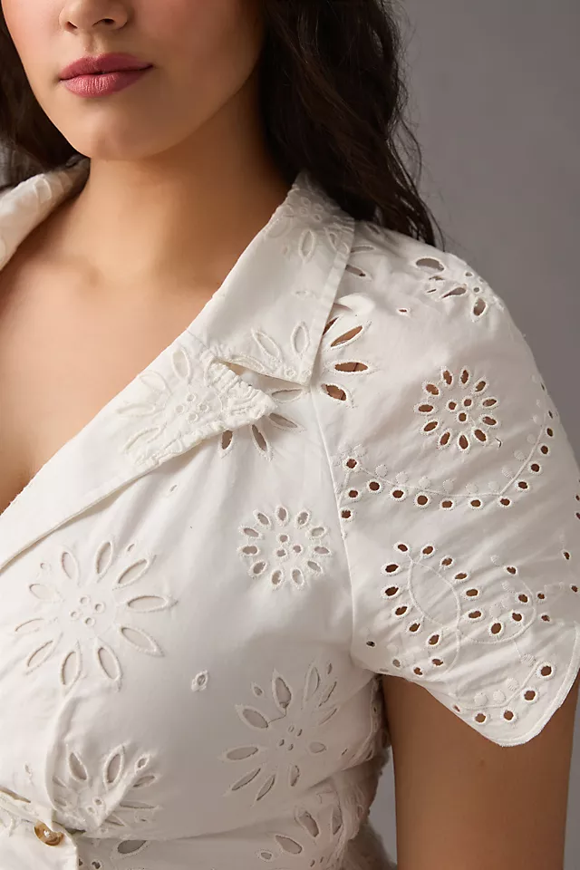 Eyelet Shirt Dress WHITE