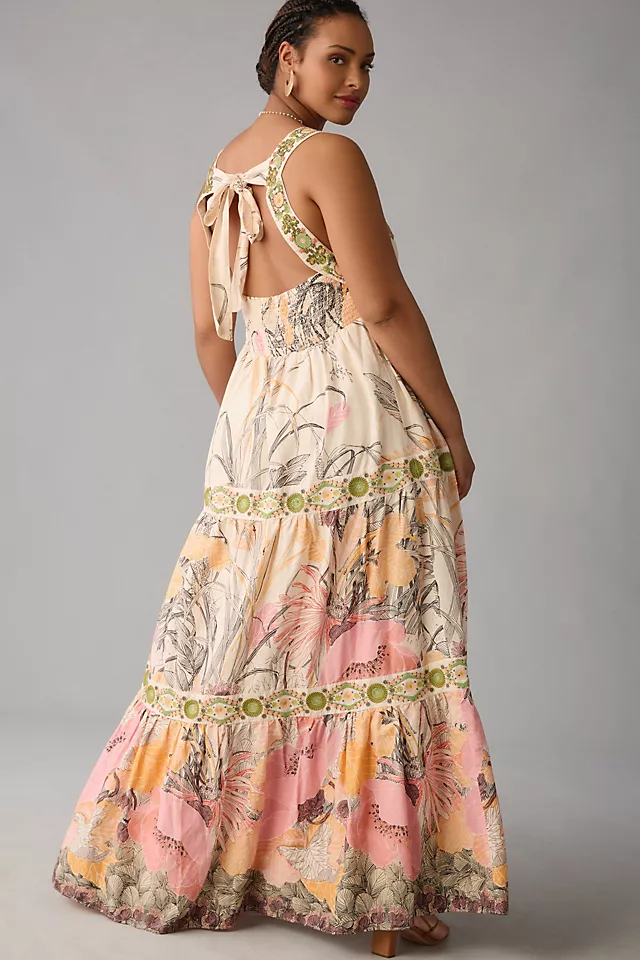 Square-Neck Floral Maxi Dress NEUTRAL MOTIF