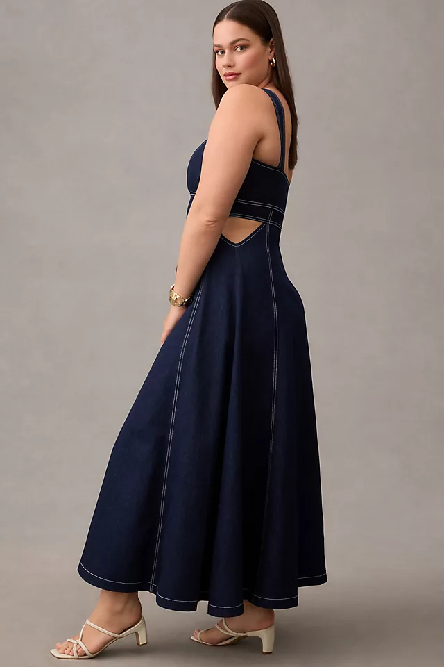 Corset Denim Cutout Dress DENIM MEDIUM BLUE