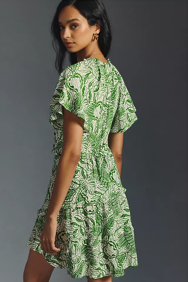 Robin Tiered Mini Dress DARK GREEN