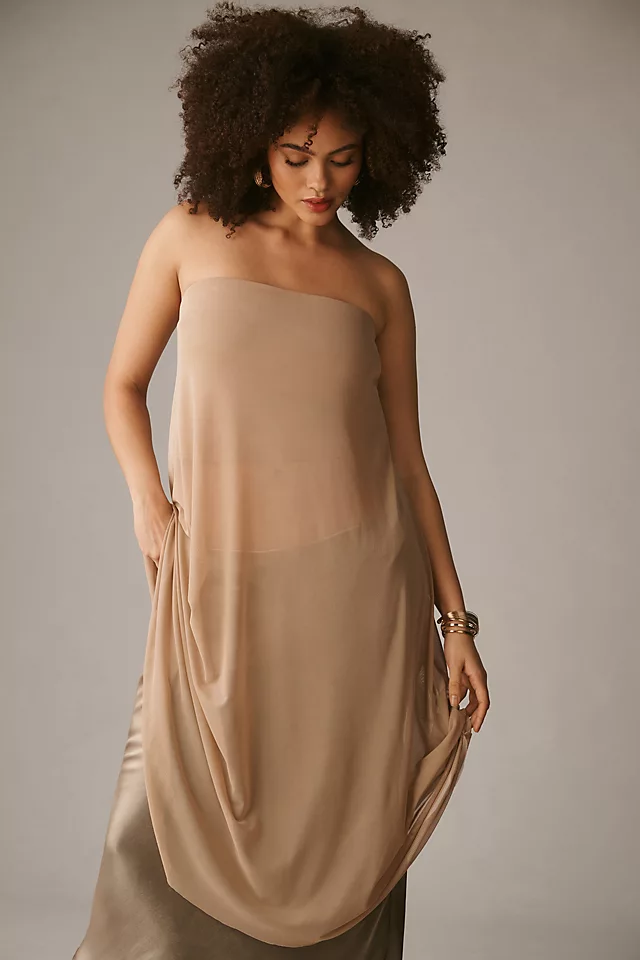 Sheer Mesh Tube Top TAUPE