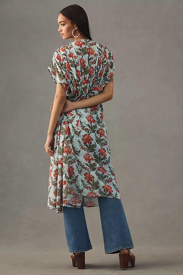 V-Neck Floral Kaftan BLUE MOTIF