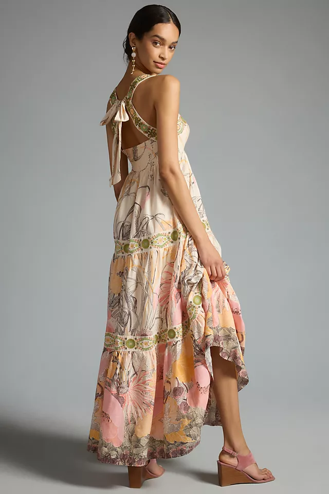 Square-Neck Floral Maxi Dress NEUTRAL MOTIF