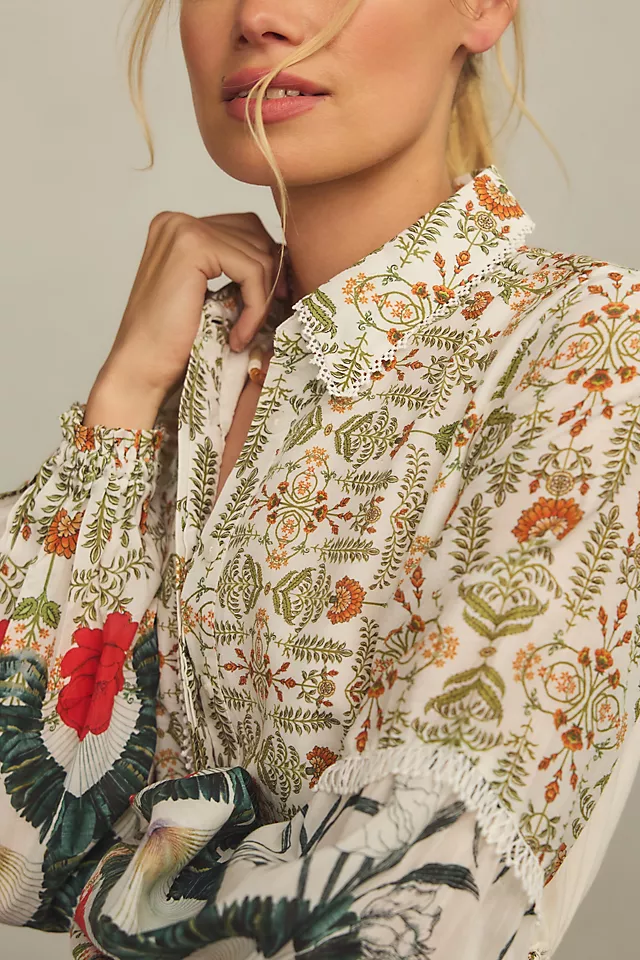 Printed Buttondown Shirt Dress BOTANICAL MOTIF