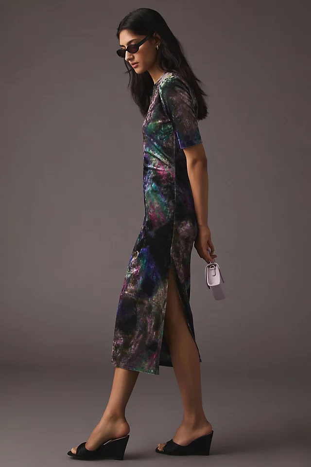 Cynthia Rowley Crushed Velvet Dress PURPLE