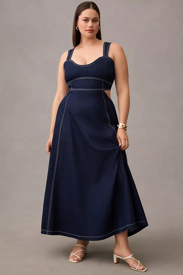 Corset Denim Cutout Dress DENIM MEDIUM BLUE