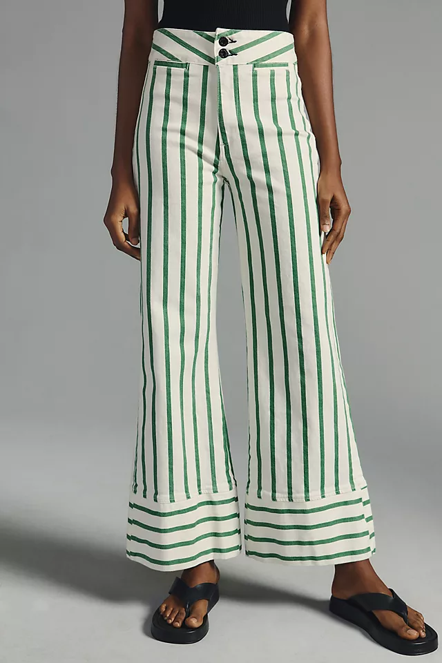 NY Brighton Wide-Leg Crop Jeans DARK GREEN