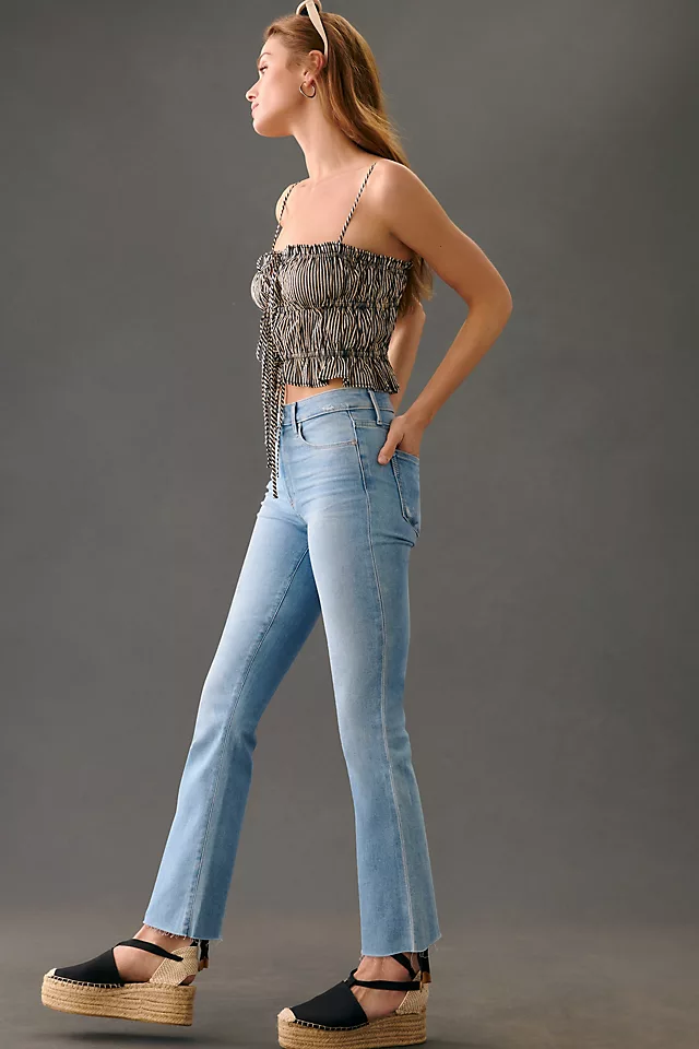 Raw-Hem Crop Flare Jeans SKY TOUCH DISTRESSED