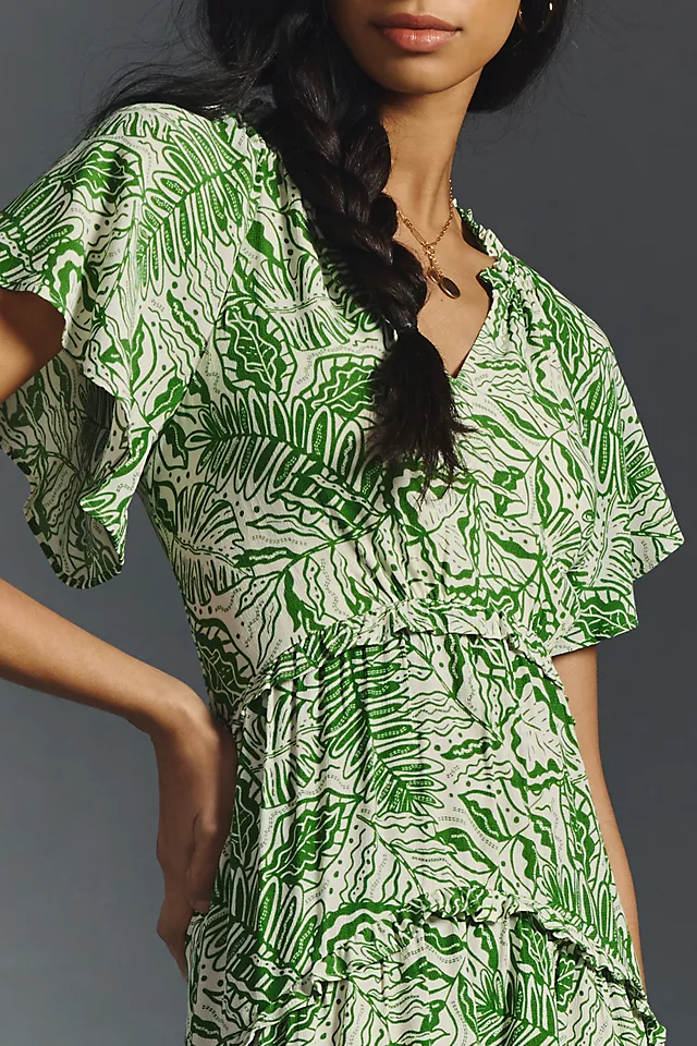 Robin Tiered Mini Dress DARK GREEN