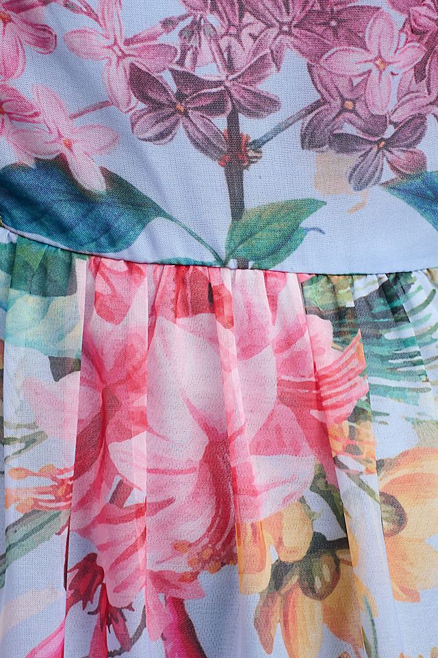 Isabella Tiered Square-Neck A-Line Midi Dress BLUE