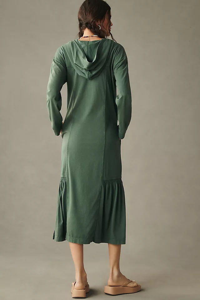 Long-Sleeve Hooded Midi Dress DRIED ROSEMARY