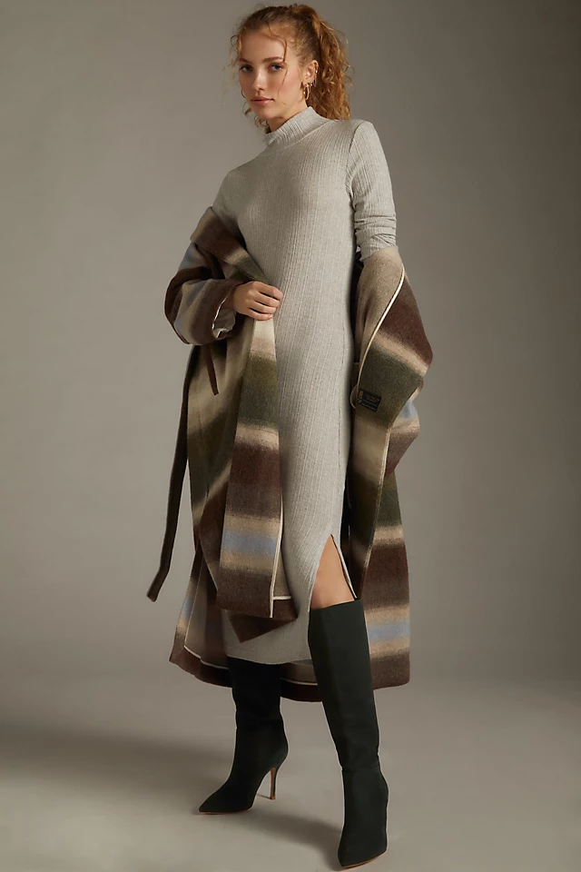 Turtleneck Side-Slit Dress IVORY