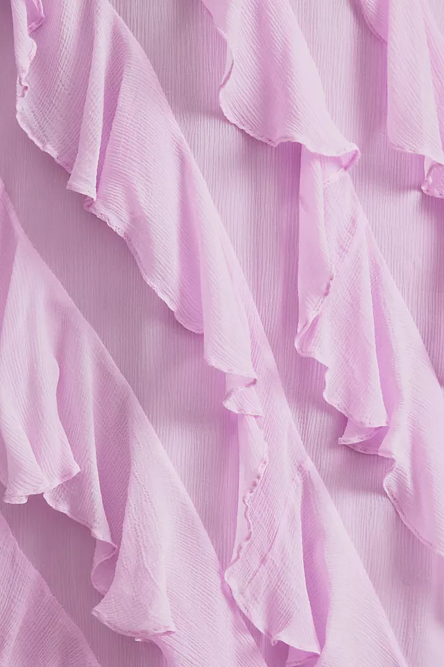 Jia Bias-Cut Ruffled V-Neck Gown LILAC