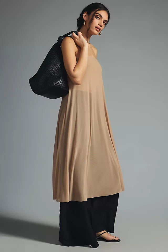 Sheer Mesh Tube Top TAUPE