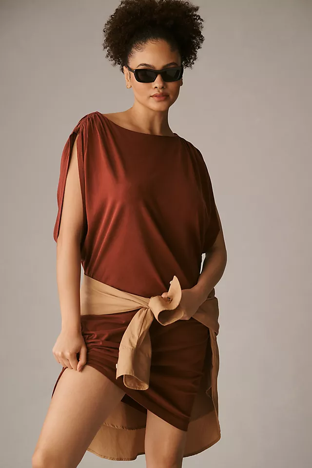 Ruched Sleeveless Dress COCOA PLUM