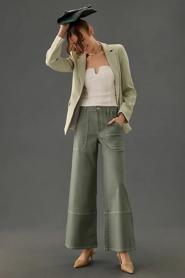 Stitched High-Rise Wide-Leg Jeans MOSS