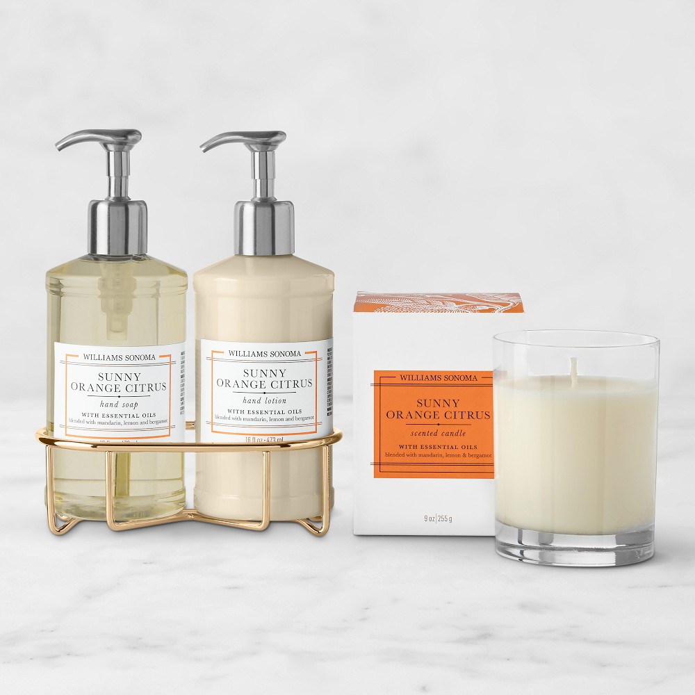 Williams Sonoma Sunny Orange Citrus Hand Soap, Lotion & Candle 4-Piece Set