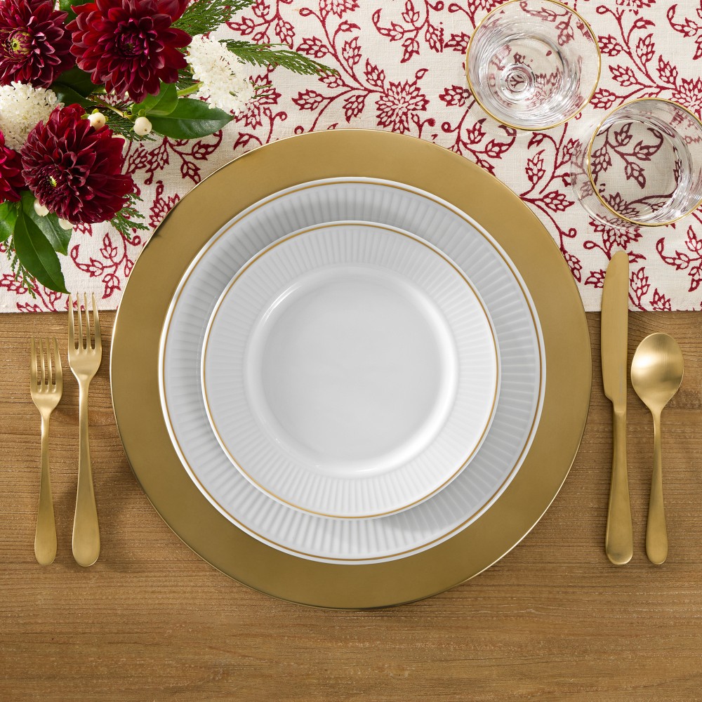 Pillivuyt Plisse Gold Porcelain Salad Plates, Set of 4