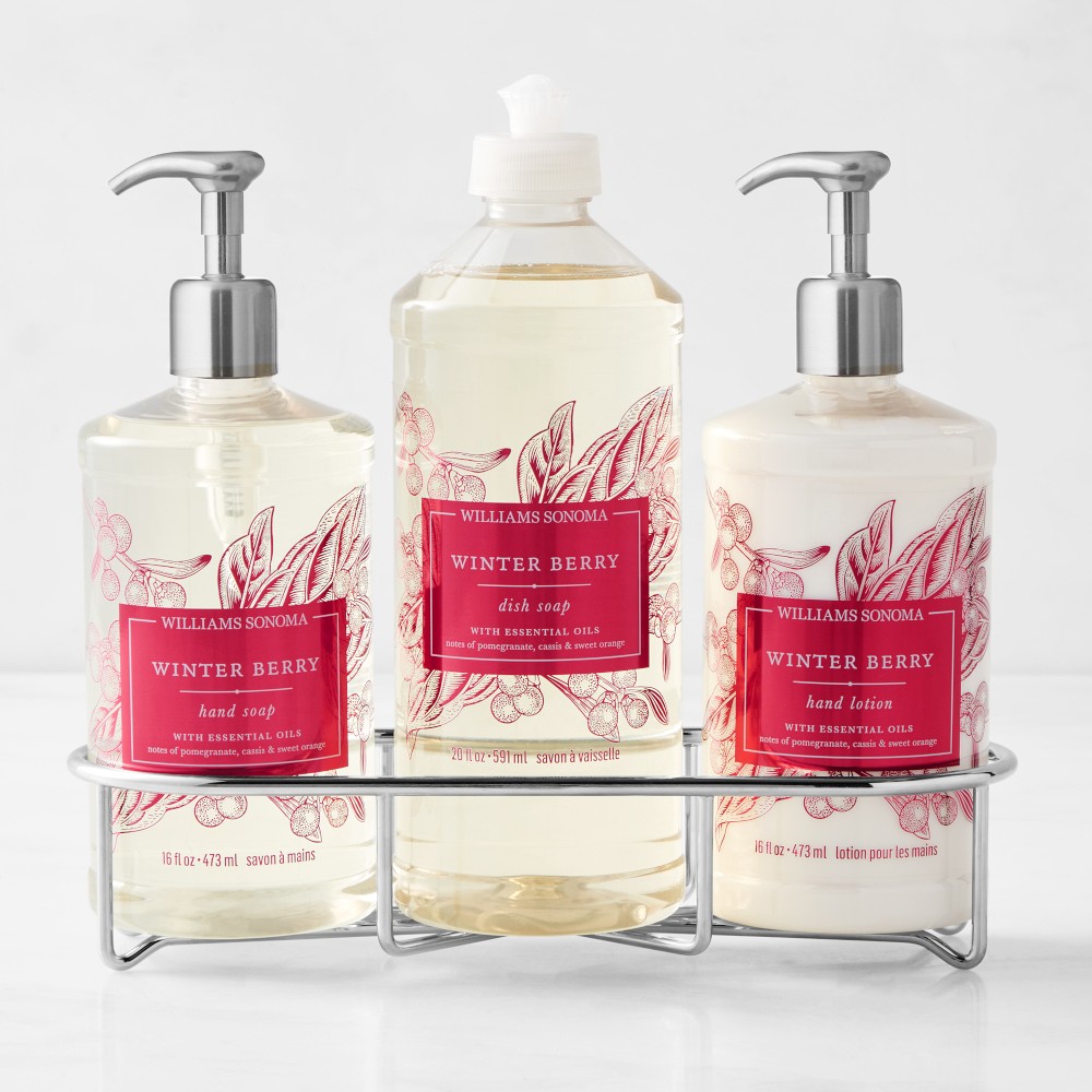 Williams Sonoma Winter Berry Hand Soap, Dish Soap & Lotion 4-Piece Kitchen Set