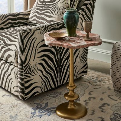 Desert Rose Marble and Brass Side Table (16.5