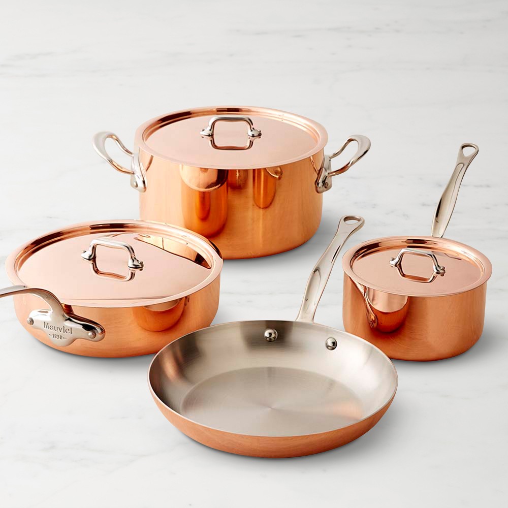 Mauviel Tri-Ply M'3S Copper 7-Piece Cookware Set with Stainless-Steel Handles