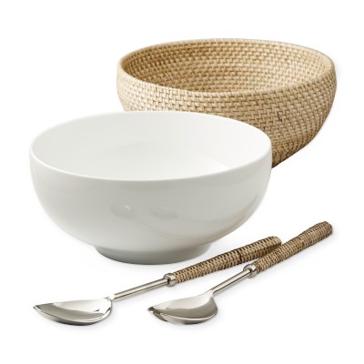 Light Woven Salad Bowl & Servers